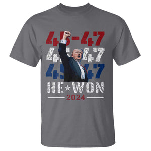 Trump Won 2024 T Shirt President 47th 45 47 Trump Wins TS10 Charcoal Print Your Wear