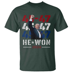 Trump Won 2024 T Shirt President 47th 45 47 Trump Wins TS10 Dark Forest Green Print Your Wear