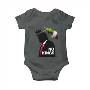 Funny Christmas No Kings in America Baby Onesie TS10 Dark Heather Print Your Wear