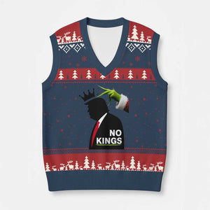Funny Xmas No Kings in America V-Neck Knit Sweater Vest TS10 Navy Red Print Your Wear