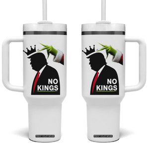 Funny Christmas No Kings in America Tumbler With Handle TS10 One Size: 40 oz White Print Your Wear