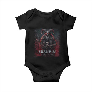Krampus Is Coming To Town Baby Onesie Gothic Dark Xmas Gift Horror Holiday TS10 Black Print Your Wear