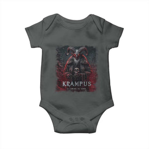 Krampus Is Coming To Town Baby Onesie Gothic Dark Xmas Gift Horror Holiday TS10 Dark Heather Print Your Wear
