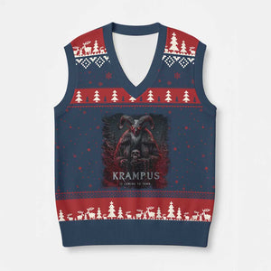 Krampus Is Coming To Town V-Neck Knit Sweater Vest Gothic Dark Xmas Gift Horror Holiday TS10 Navy Red Print Your Wear