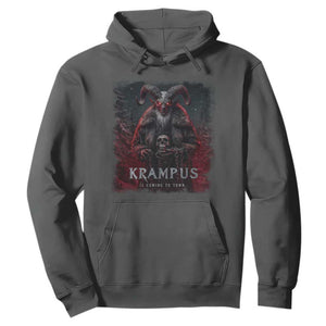 Krampus Is Coming To Town Hoodie Gothic Dark Xmas Gift Horror Holiday TS10 Dark Heather Print Your Wear