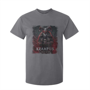 Krampus Is Coming To Town T Shirt For Kid Gothic Dark Xmas Gift Horror Holiday TS10 Charcoal Print Your Wear