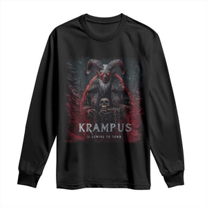Krampus Is Coming To Town Long Sleeve Shirt Gothic Dark Xmas Gift Horror Holiday TS10 Black Print Your Wear