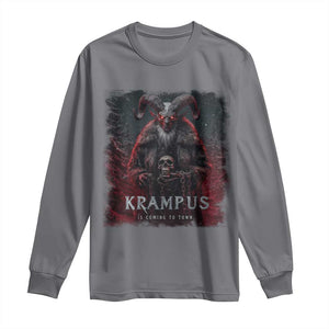 Krampus Is Coming To Town Long Sleeve Shirt Gothic Dark Xmas Gift Horror Holiday TS10 Charcoal Print Your Wear
