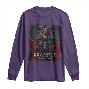 Krampus Is Coming To Town Long Sleeve Shirt Gothic Dark Xmas Gift Horror Holiday TS10 Purple Print Your Wear