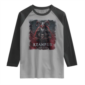 Krampus Is Coming To Town Raglan Shirt Gothic Dark Xmas Gift Horror Holiday TS10 Sport Gray Black Print Your Wear