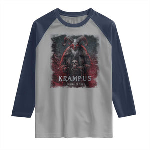 Krampus Is Coming To Town Raglan Shirt Gothic Dark Xmas Gift Horror Holiday TS10 Sport Gray Navy Print Your Wear