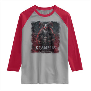 Krampus Is Coming To Town Raglan Shirt Gothic Dark Xmas Gift Horror Holiday TS10 Sport Gray Red Print Your Wear