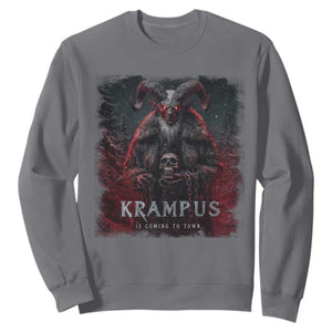 Krampus Is Coming To Town Sweatshirt Gothic Dark Xmas Gift Horror Holiday TS10 Charcoal Print Your Wear