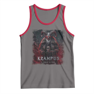 Krampus Is Coming To Town Tank Top Gothic Dark Xmas Gift Horror Holiday TS10 Deep Heather Red Print Your Wear