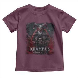 Krampus Is Coming To Town Toddler T Shirt Gothic Dark Xmas Gift Horror Holiday TS10 Maroon Print Your Wear