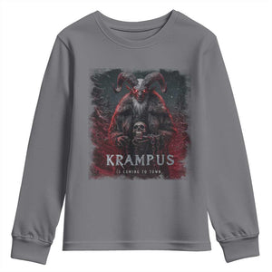 Krampus Is Coming To Town Youth Sweatshirt Gothic Dark Xmas Gift Horror Holiday TS10 Charcoal Print Your Wear