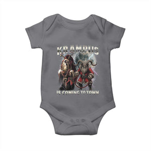 Krampus Is Coming To Town Baby Onesie Vintage Gothic Dark Xmas Gift Horror Holiday TS10 Charcoal Print Your Wear