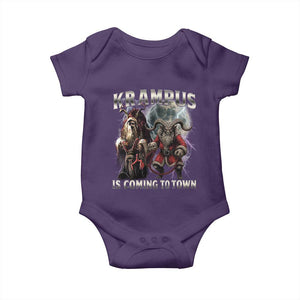 Krampus Is Coming To Town Baby Onesie Vintage Gothic Dark Xmas Gift Horror Holiday TS10 Purple Print Your Wear