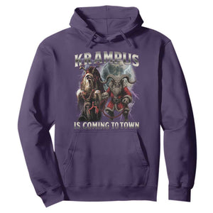 Krampus Is Coming To Town Hoodie Vintage Gothic Dark Xmas Gift Horror Holiday TS10 Purple Print Your Wear