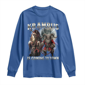 Krampus Is Coming To Town Long Sleeve Shirt Vintage Gothic Dark Xmas Gift Horror Holiday TS10 Royal Blue Print Your Wear