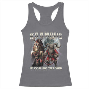 Krampus Is Coming To Town Racerback Tank Top Vintage Gothic Dark Xmas Gift Horror Holiday TS10 Charcoal Print Your Wear