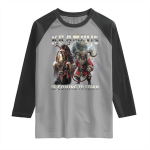 Krampus Is Coming To Town Raglan Shirt Vintage Gothic Dark Xmas Gift Horror Holiday TS10 Sport Gray Black Print Your Wear
