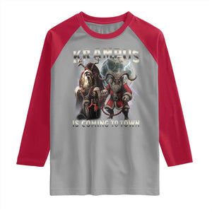 Krampus Is Coming To Town Raglan Shirt Vintage Gothic Dark Xmas Gift Horror Holiday TS10 Sport Gray Red Print Your Wear