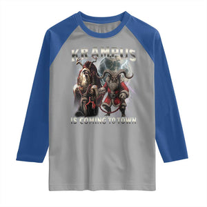 Krampus Is Coming To Town Raglan Shirt Vintage Gothic Dark Xmas Gift Horror Holiday TS10 Sport Gray Royal Print Your Wear