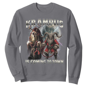 Krampus Is Coming To Town Sweatshirt Vintage Gothic Dark Xmas Gift Horror Holiday TS10 Charcoal Print Your Wear