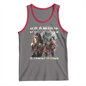 Krampus Is Coming To Town Tank Top Vintage Gothic Dark Xmas Gift Horror Holiday TS10 Deep Heather Red Print Your Wear
