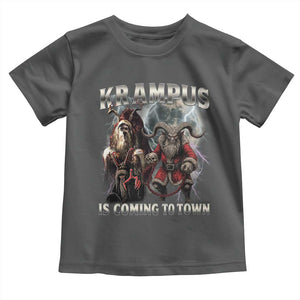 Krampus Is Coming To Town Toddler T Shirt Vintage Gothic Dark Xmas Gift Horror Holiday TS10 Dark Heather Print Your Wear