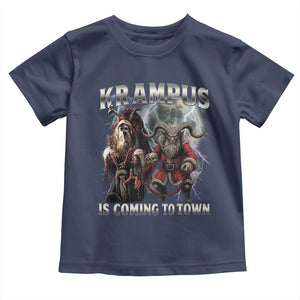 Krampus Is Coming To Town Toddler T Shirt Vintage Gothic Dark Xmas Gift Horror Holiday TS10 Navy Print Your Wear