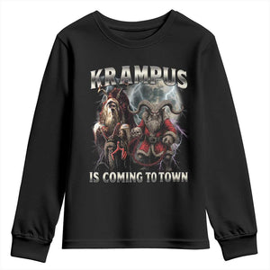 Krampus Is Coming To Town Youth Sweatshirt Vintage Gothic Dark Xmas Gift Horror Holiday TS10 Black Print Your Wear