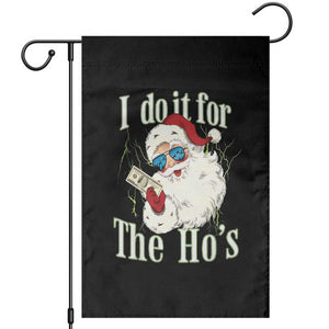 I Do It For The Hos Garden Flag Rude Offensive Christmas Santa Face Retro Bootleg TS10 Black Print Your Wear