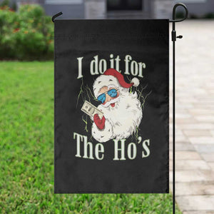 I Do It For The Hos Garden Flag Rude Offensive Christmas Santa Face Retro Bootleg TS10 Print Your Wear