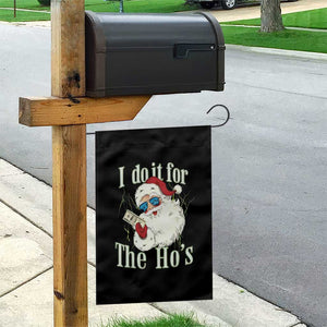 I Do It For The Hos Garden Flag Rude Offensive Christmas Santa Face Retro Bootleg TS10 Print Your Wear