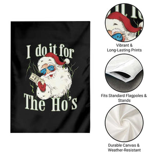 I Do It For The Hos Garden Flag Rude Offensive Christmas Santa Face Retro Bootleg TS10 Print Your Wear