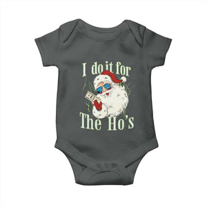 I Do It For The Hos Baby Onesie Rude Offensive Christmas Santa Face Retro Bootleg TS10 Dark Heather Print Your Wear