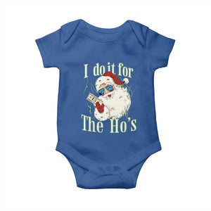 I Do It For The Hos Baby Onesie Rude Offensive Christmas Santa Face Retro Bootleg TS10 Royal Blue Print Your Wear