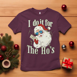 I Do It For The Hos T Shirt Rude Offensive Christmas Santa Face Retro Bootleg TS10 Maroon Print Your Wear