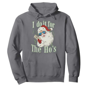 I Do It For The Hos Hoodie Rude Offensive Christmas Santa Face Retro Bootleg TS10 Charcoal Print Your Wear