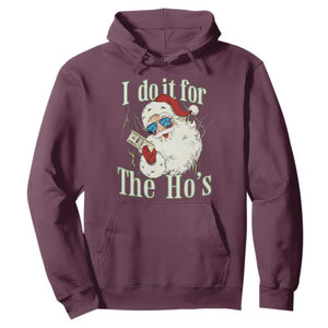 I Do It For The Hos Hoodie Rude Offensive Christmas Santa Face Retro Bootleg TS10 Maroon Print Your Wear