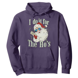 I Do It For The Hos Hoodie Rude Offensive Christmas Santa Face Retro Bootleg TS10 Purple Print Your Wear