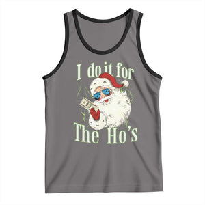 I Do It For The Hos Tank Top Rude Offensive Christmas Santa Face Retro Bootleg TS10 Deep Heather Black Print Your Wear