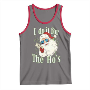 I Do It For The Hos Tank Top Rude Offensive Christmas Santa Face Retro Bootleg TS10 Deep Heather Red Print Your Wear