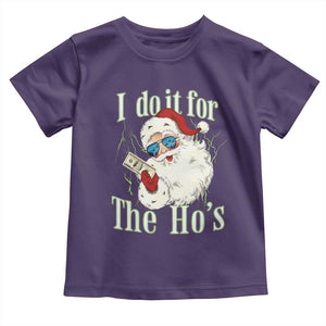 I Do It For The Hos Toddler T Shirt Rude Offensive Christmas Santa Face Retro Bootleg TS10 Purple Print Your Wear