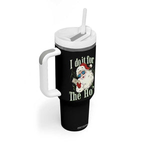 I Do It For The Hos Tumbler With Handle Rude Offensive Christmas Santa Face Retro Bootleg TS10 Print Your Wear