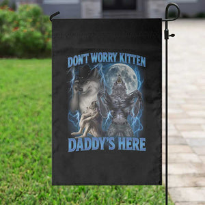 Funny Alpha Wolf Garden Flag Don't Worry Kitten Daddy's Here 90s Vintage Bootleg TS10 Print Your Wear