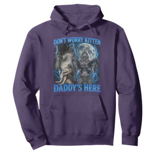 Funny Alpha Wolf Hoodie Don't Worry Kitten Daddy's Here 90s Vintage Bootleg TS10 Purple Print Your Wear