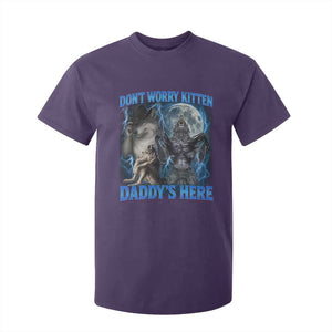 Funny Alpha Wolf T Shirt For Kid Don't Worry Kitten Daddy's Here 90s Vintage Bootleg TS10 Purple Print Your Wear